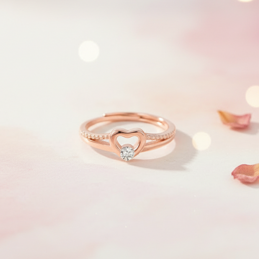 Cherished Heart Solitaire Silver Ring