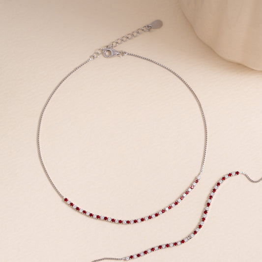Crimson Silver Spark Anklet