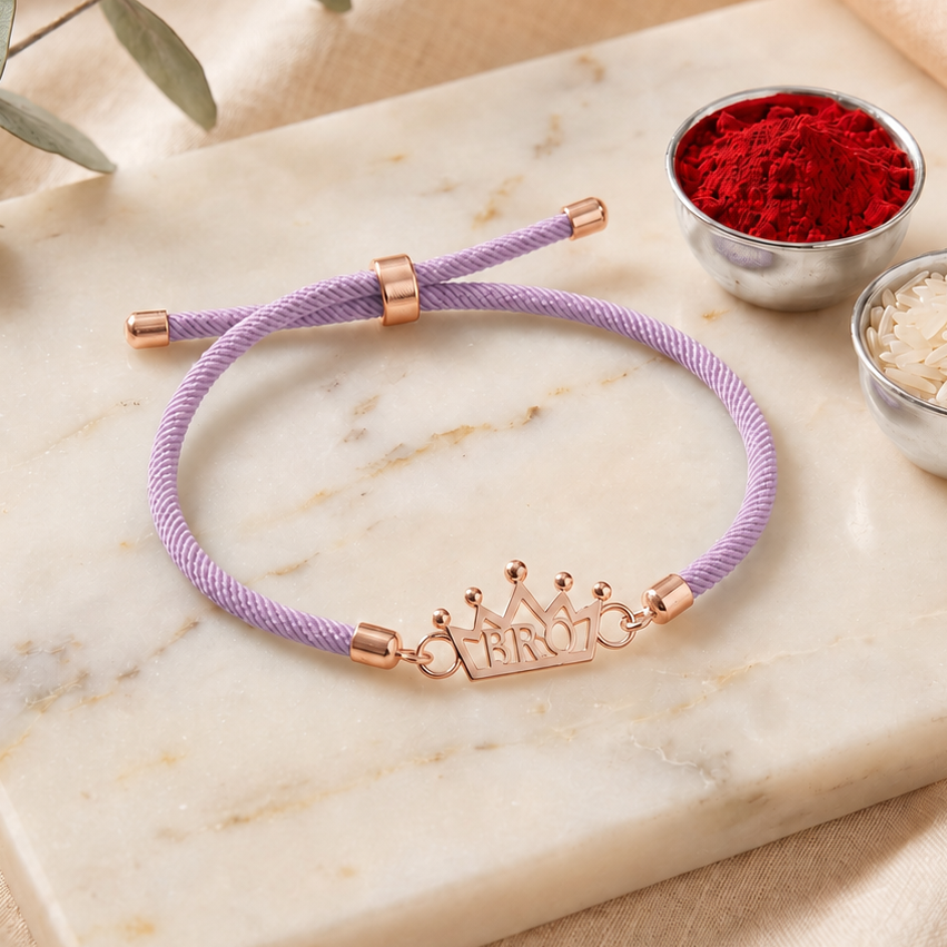 Crown Bro Rose Gold Silver Rakhi