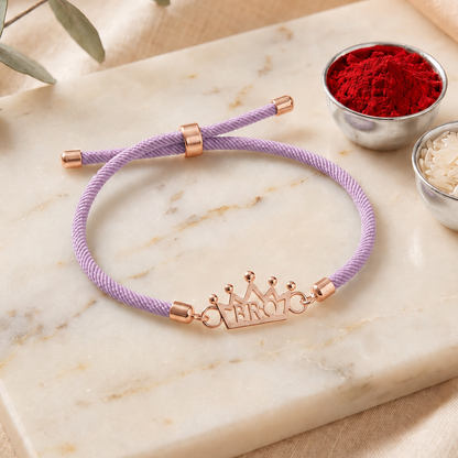Crown Bro Rose Gold Silver Rakhi