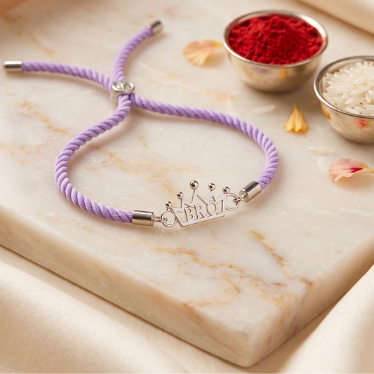 Crown Bro Sterling Silver Rakhi Bracelet