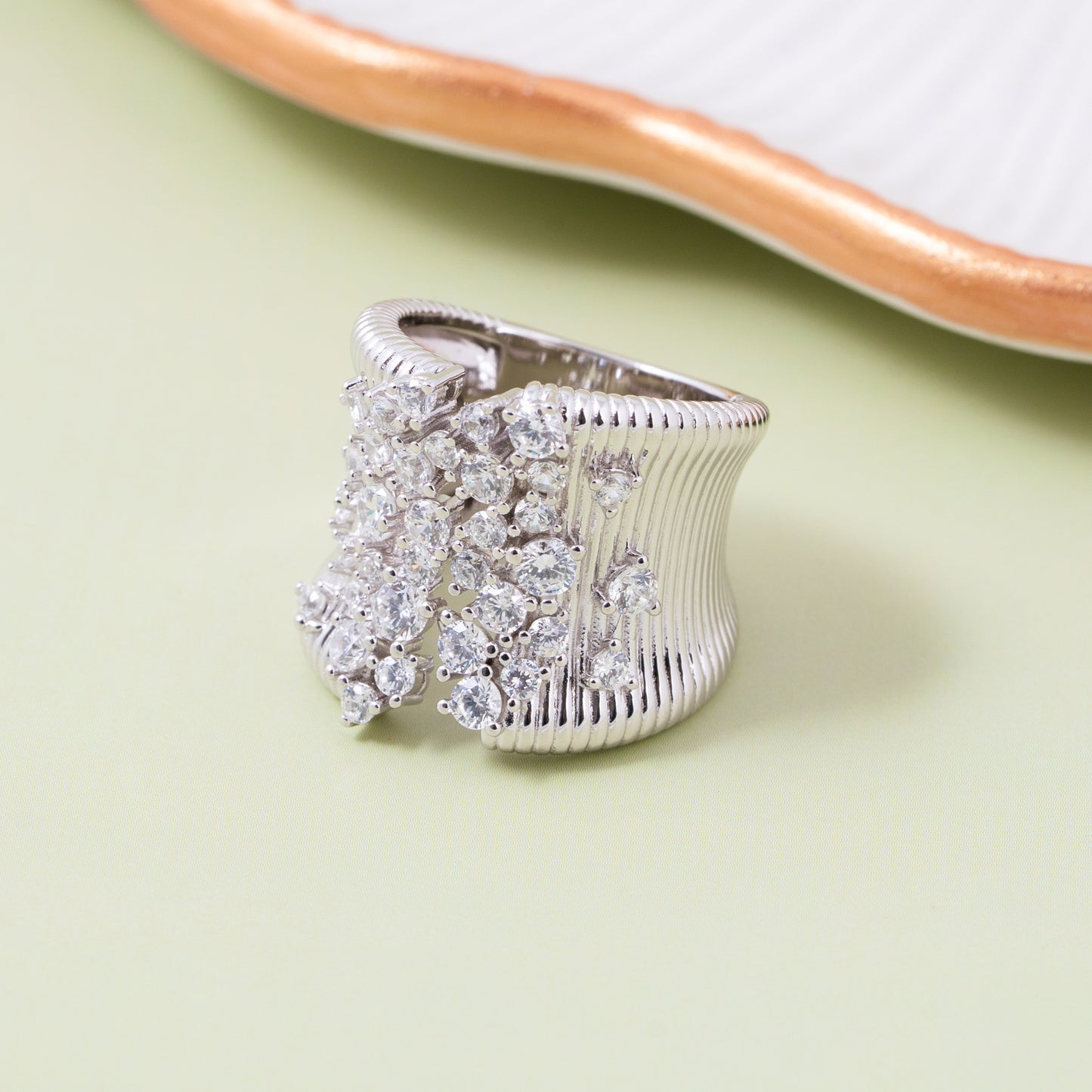 Crystal Crest Silver Ring