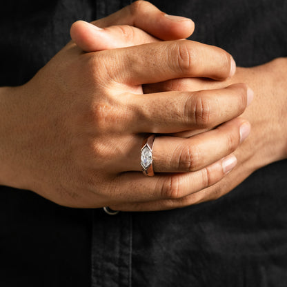 Crystal Apex Dual Ring For Men