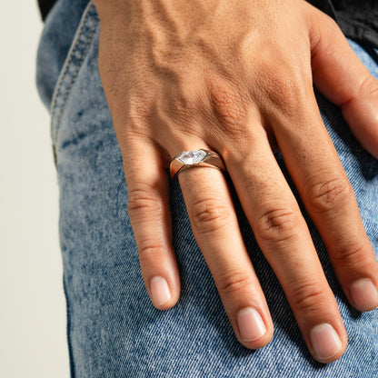 Crystal Apex Dual Ring For Men