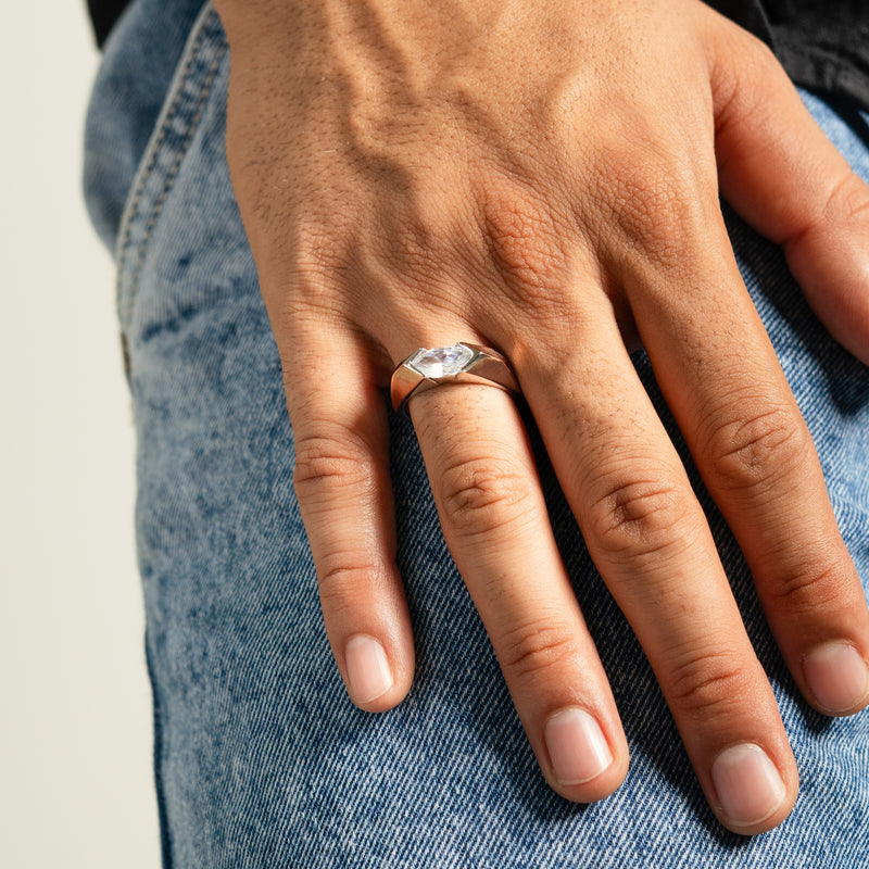 Crystal Apex Dual Ring For Men