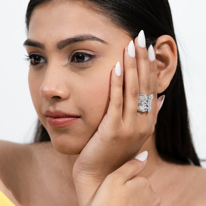 Crystal Crest Silver Ring