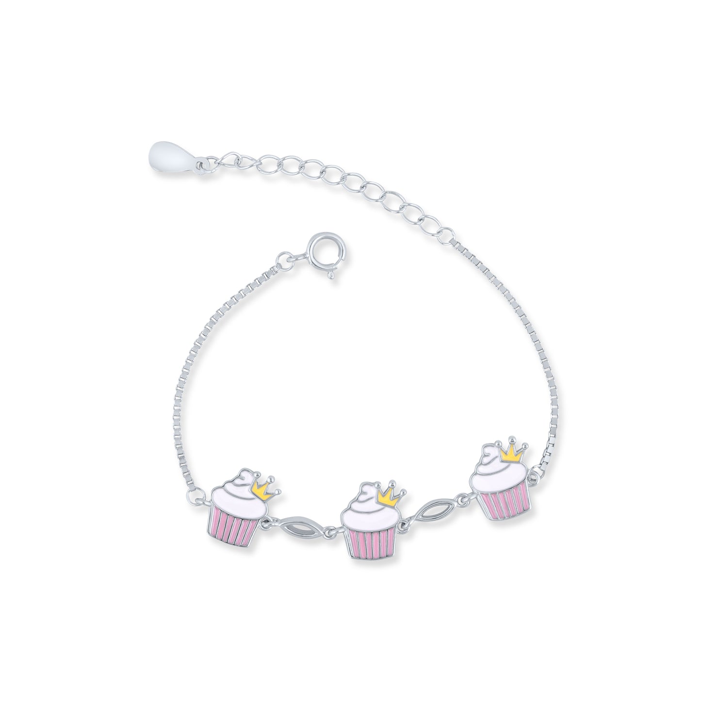 Cupcake Crown Silver Bracelet