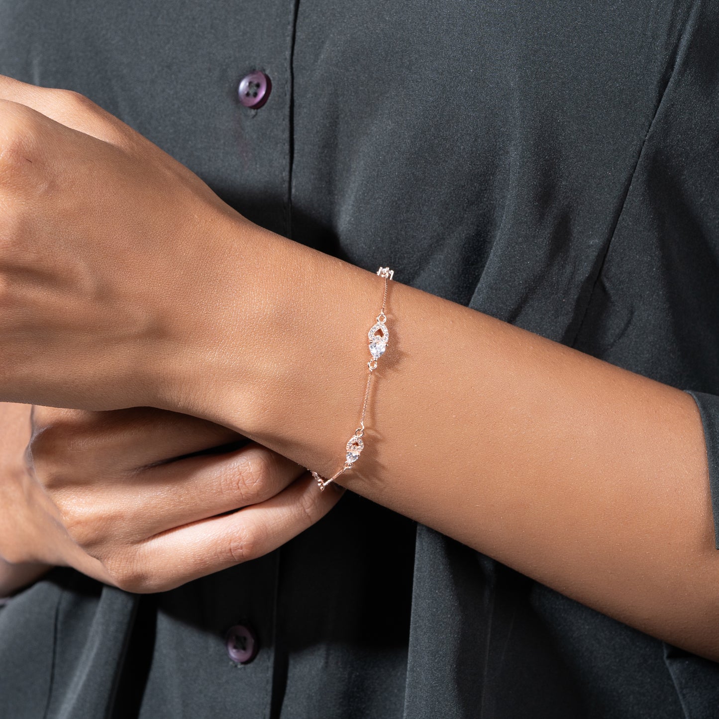Tender Heart Rose Gold Plated Silver Bracelet