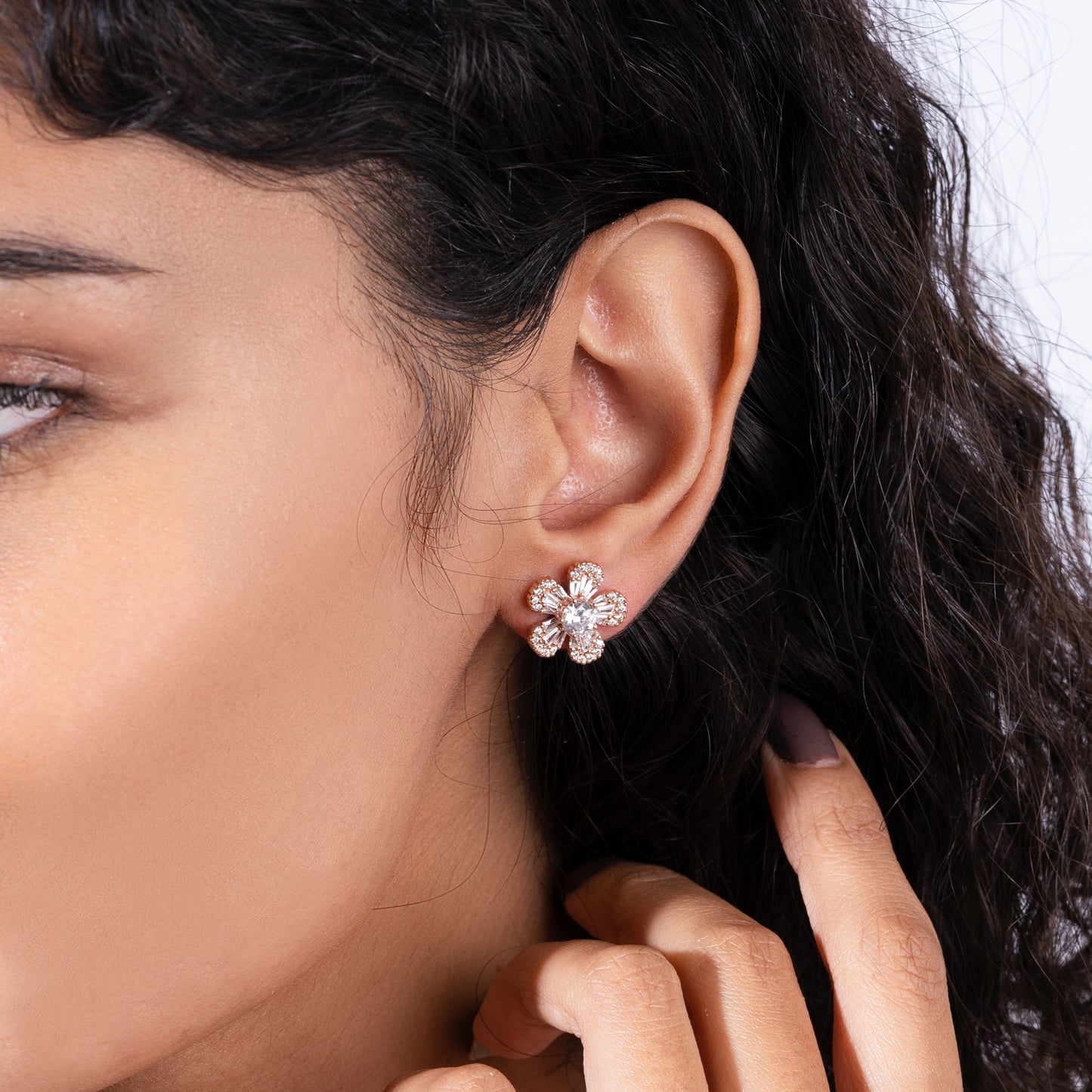 Prism Axis Rose Gold Plated Silver Studs