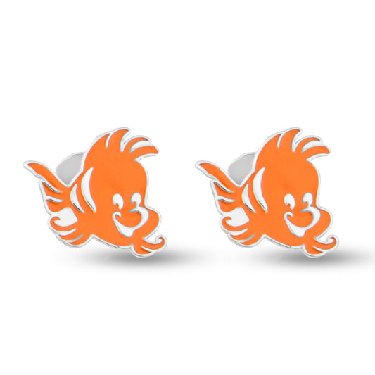 Fintastic Orange Fin Kiddie Silver Earrings
