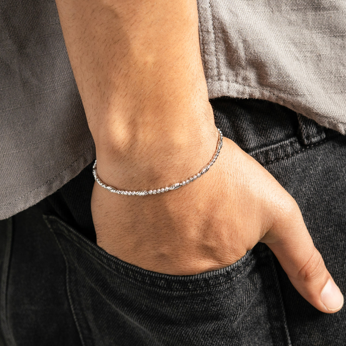 Twine Edge Silver Bracelet