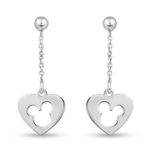 Mickey Magic Heart Silhouette Silver Earrings