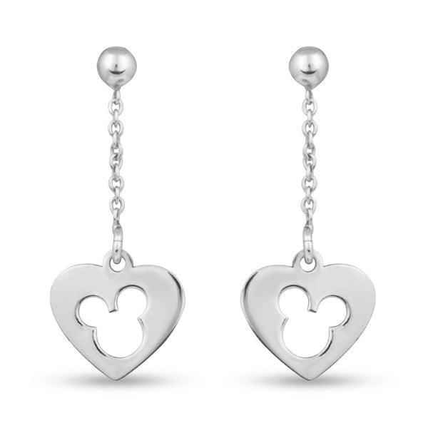 Mickey Magic Heart Silhouette Silver Earrings
