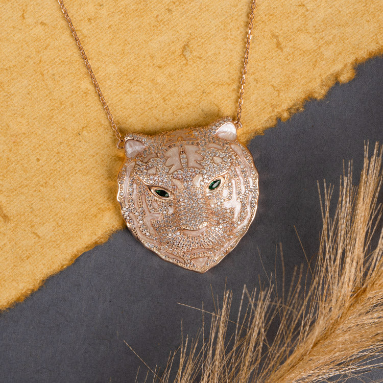 Tiger Head Silver Necklace