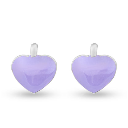 Lilac Love Heart Kiddie Silver Earrings