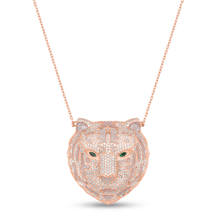Tiger Head Silver Necklace
