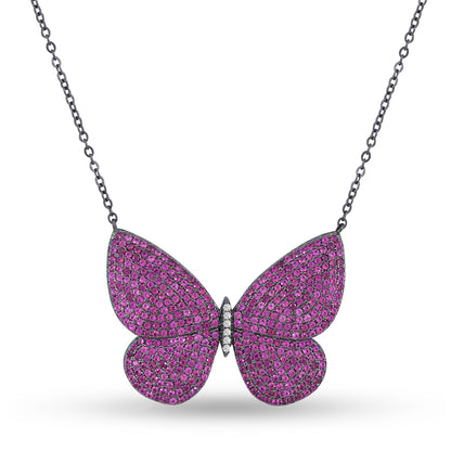 Purple Butterfly Silver Necklace