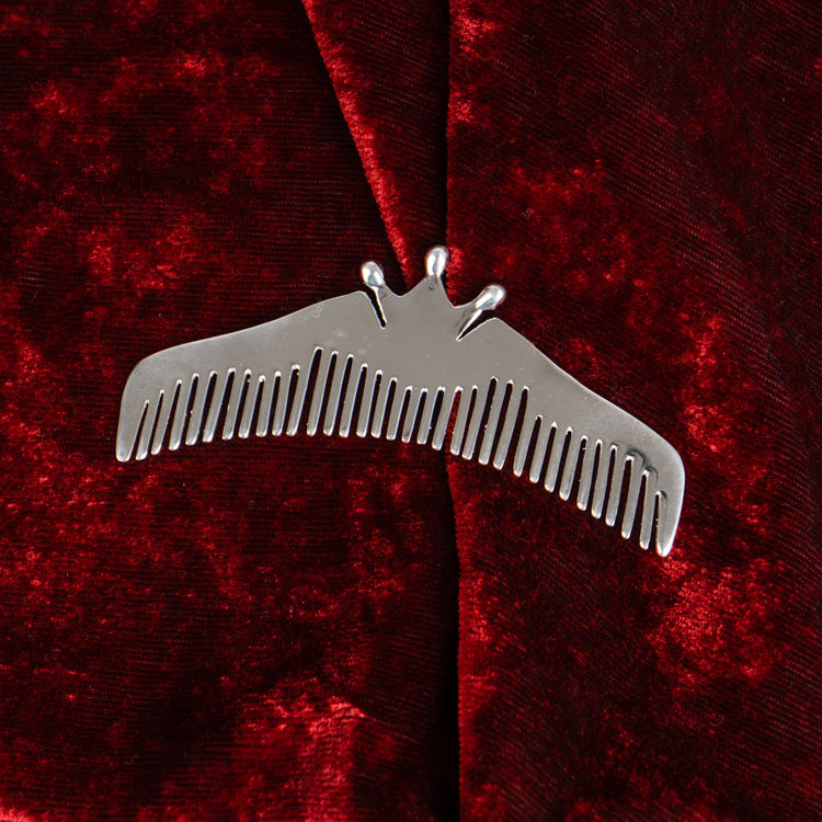 Silver Comb with Dove Bird