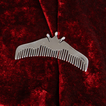 Silver Comb with Dove Bird