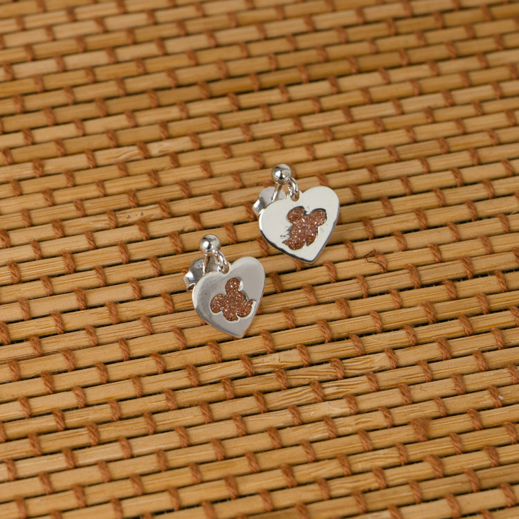 Mickey GlitterGlow Heart Kiddie Silver Earrings