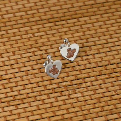 Mickey GlitterGlow Heart Kiddie Silver Earrings