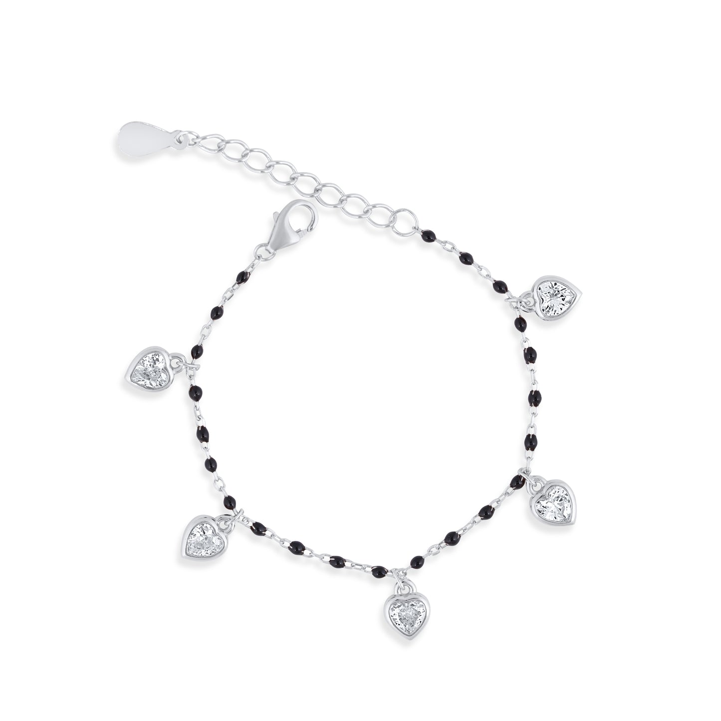 Silver Hearts Mangalsutra Bracelet