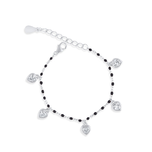 Silver Hearts Mangalsutra Bracelet