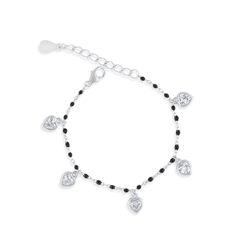 Silver Hearts Mangalsutra Bracelet
