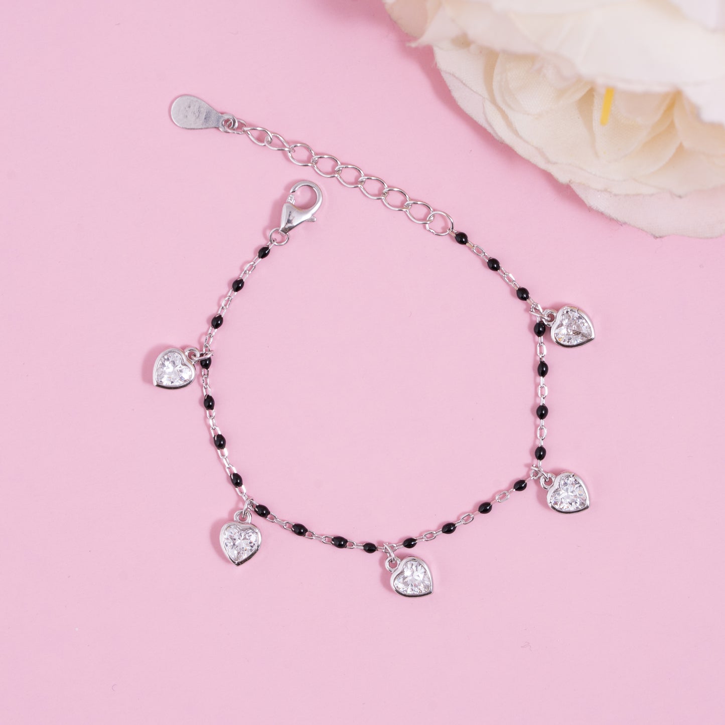 Silver Hearts Mangalsutra Bracelet