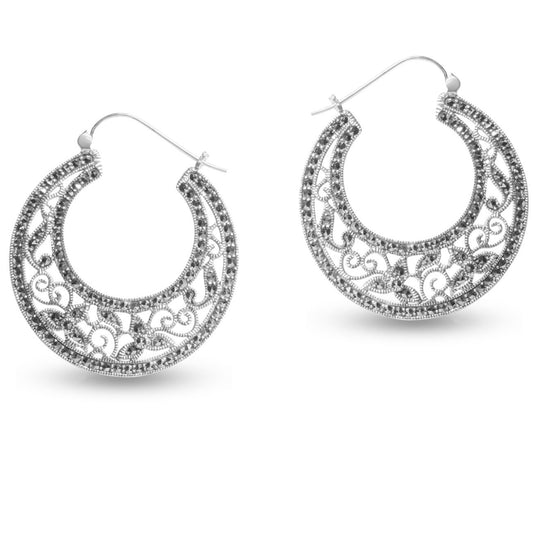 Womaniya Hoops Silver Earrings