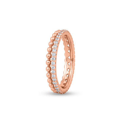 Dual Gleam Stack Rose Gold Plated Silver Ring