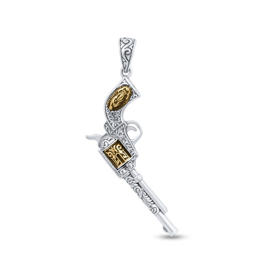 Silver Revolver Charm Pendant