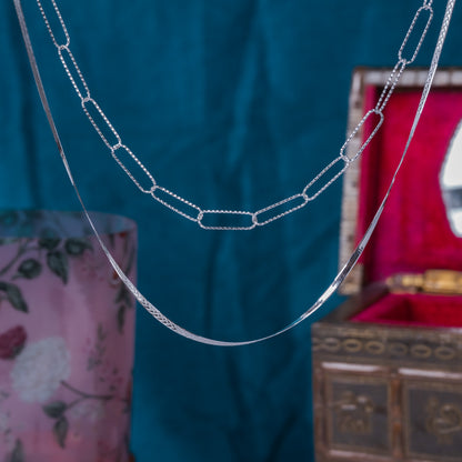 Geometric Layered Silver Necklace