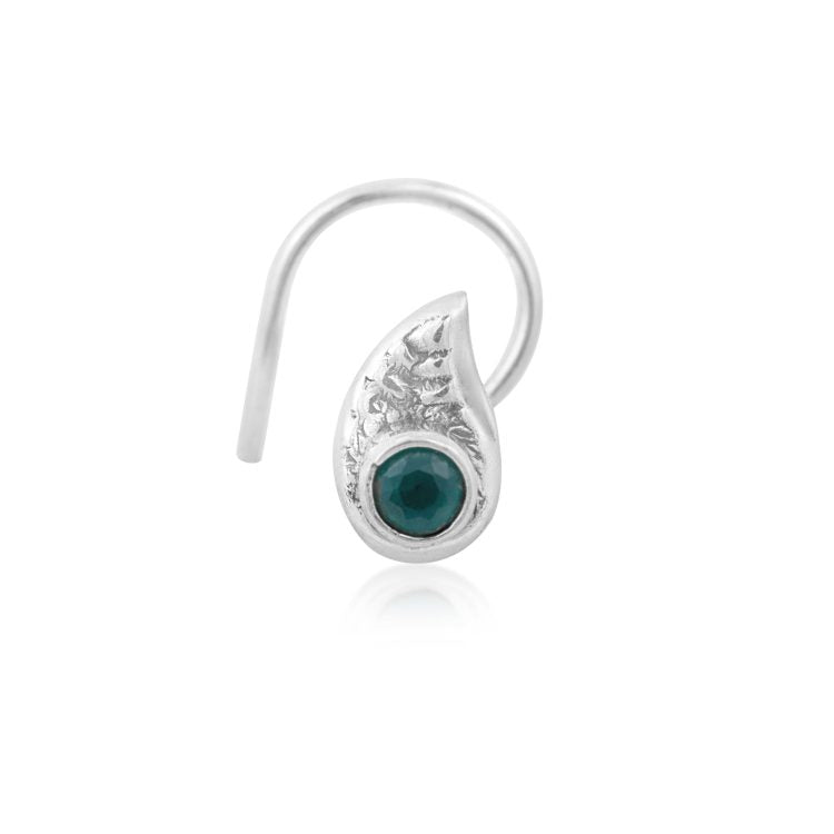 Green Gem Drop Nose Stud