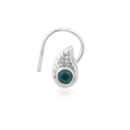 Green Gem Drop Nose Stud