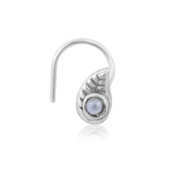 Silvery Leaf Nose Stud