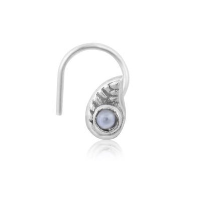 Silvery Leaf Nose Stud