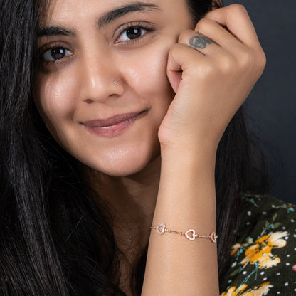 Rose Gold Heart Bracelet Dainty Perfect for Everyday Wear