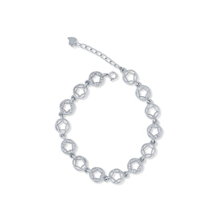 Lunar Elegance Crystal Chain Silver Bracelet