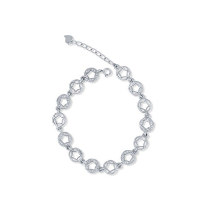 Lunar Elegance Crystal Chain Silver Bracelet