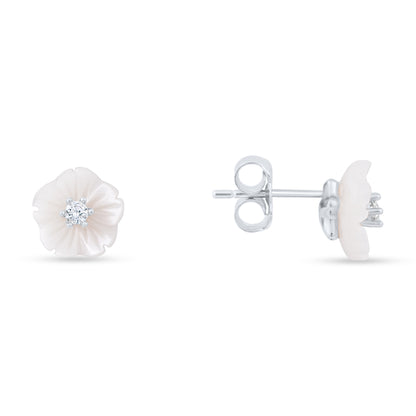 Snowblush Flower Stud Earrings