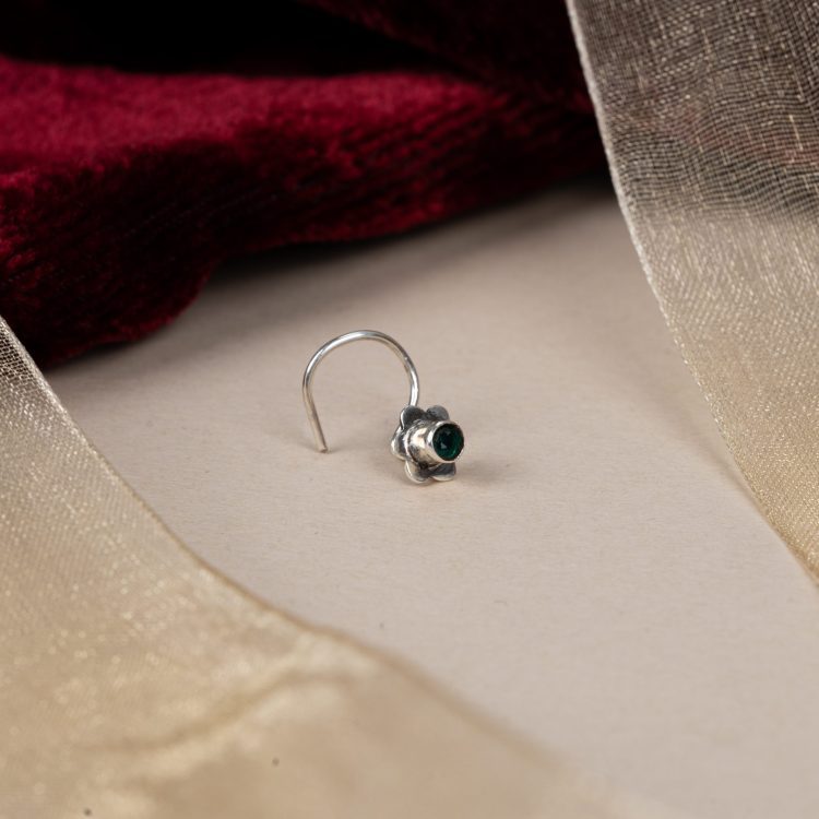 Jade Flower Nose Stud