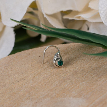 Green Gem Drop Nose Stud