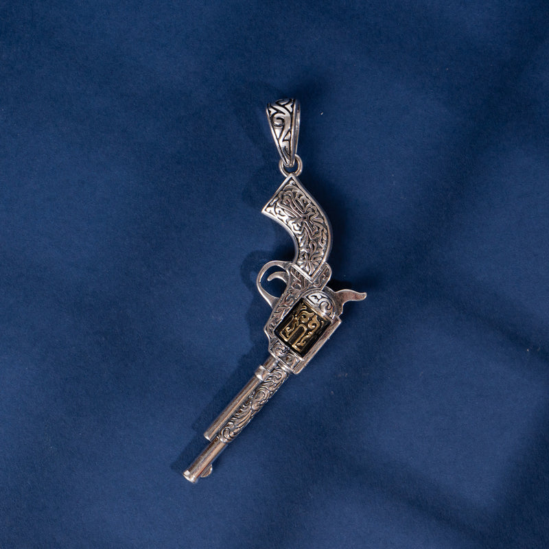 Silver Revolver Charm Pendant