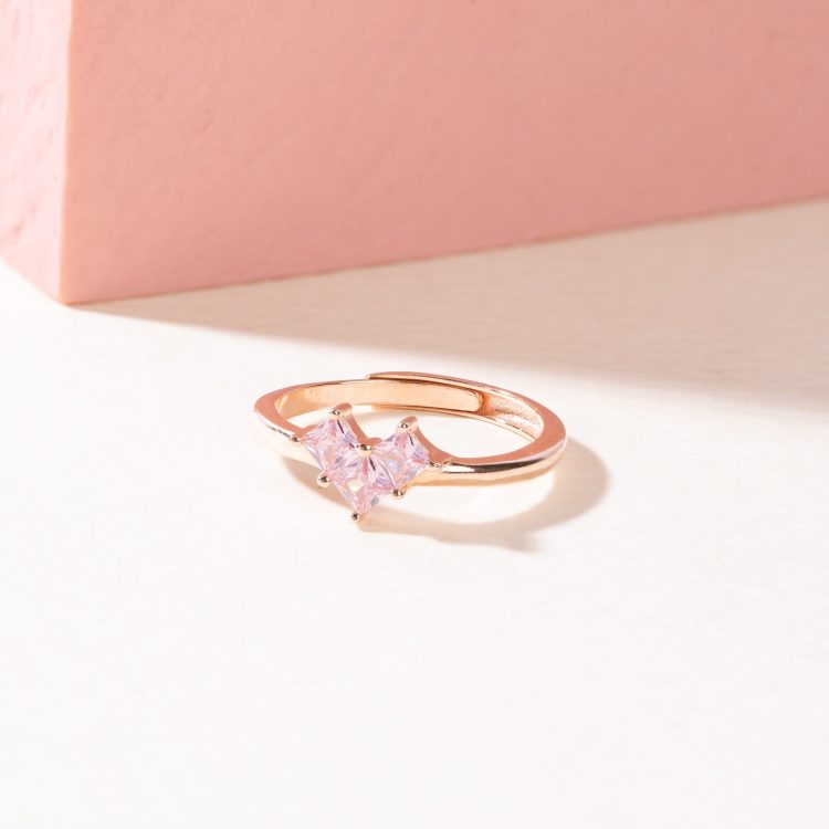 Pink Twin Spark Silver Ring