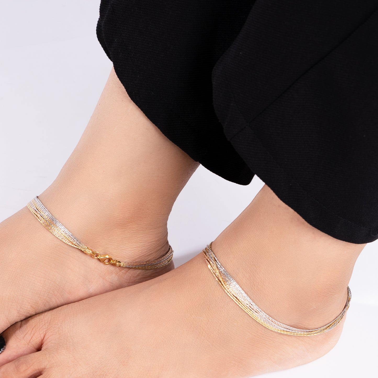 Tri-Tone Elegance Anklet