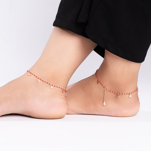 Rose Gold Paint Me Red Anklet