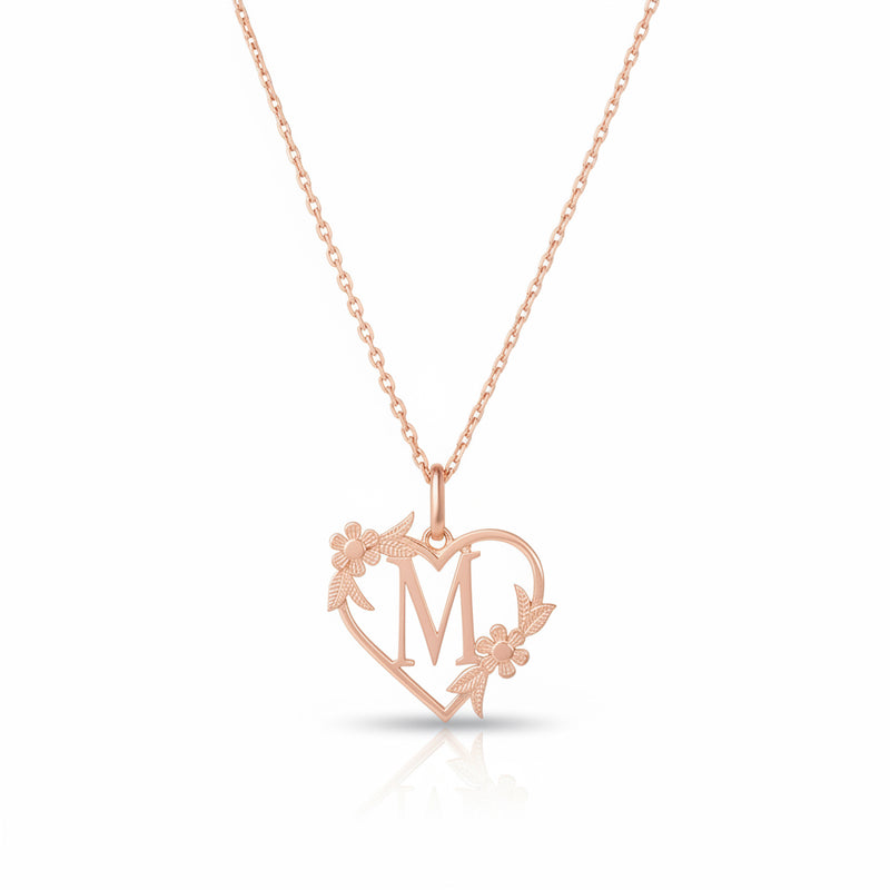 Heart Initial Personalised Rose Gold Pendant