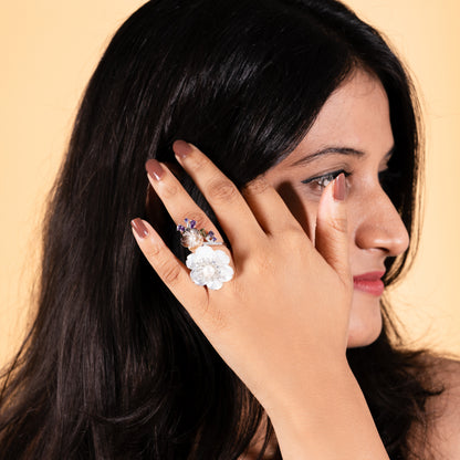 Twin Blossom Gemstone Gala Ring