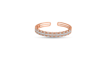 Crystal Open Cuff Rose Gold Plated Silver Bracelet